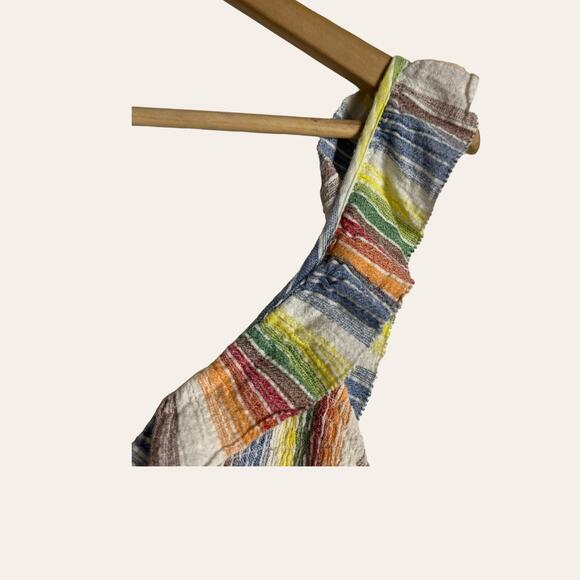 Saylor Alma Rainbow Striped Ruffled V-Neck Sleeveless Mini Dress Size L - Picture 7 of 15